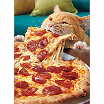 Cat Eating Pizza BIRTHDAY CARD