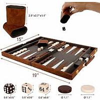 BACKGAMMON 15" BROWN/WHITE