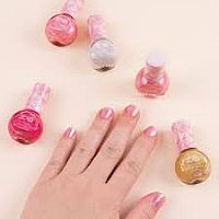 PINK/GOLD HEXAGON NAIL POLISH